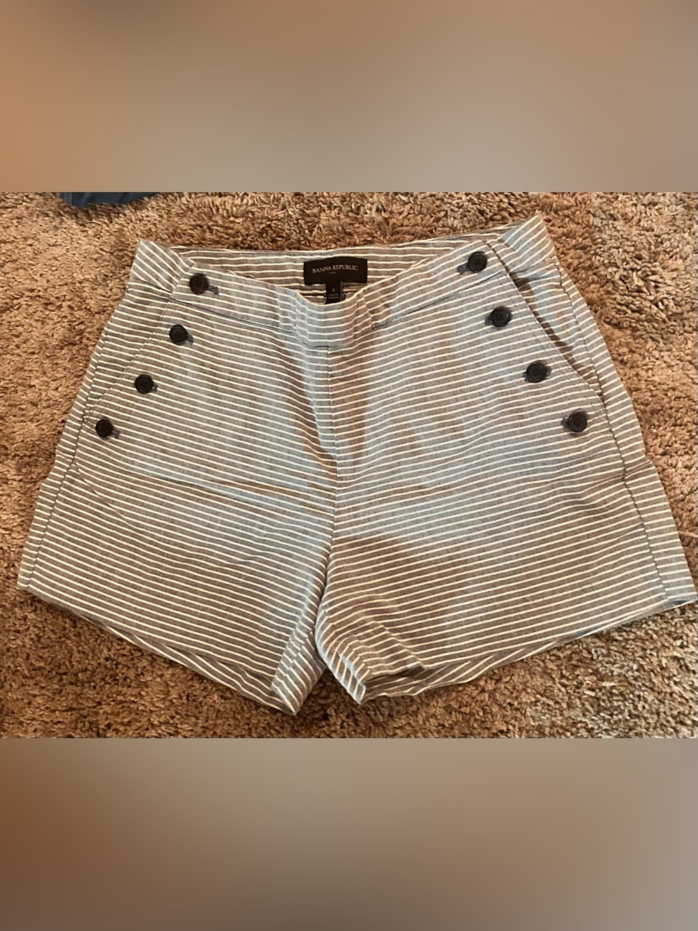 Banana Republic Women's Blue and White Striped Sailor Shorts
